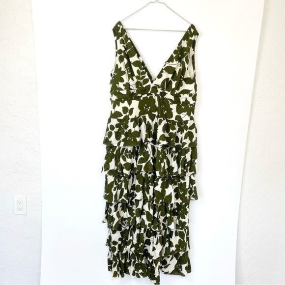 J. Crew Collection plunge-neck tiered dress in leafy floral Size 20 - Picture 2 of 11